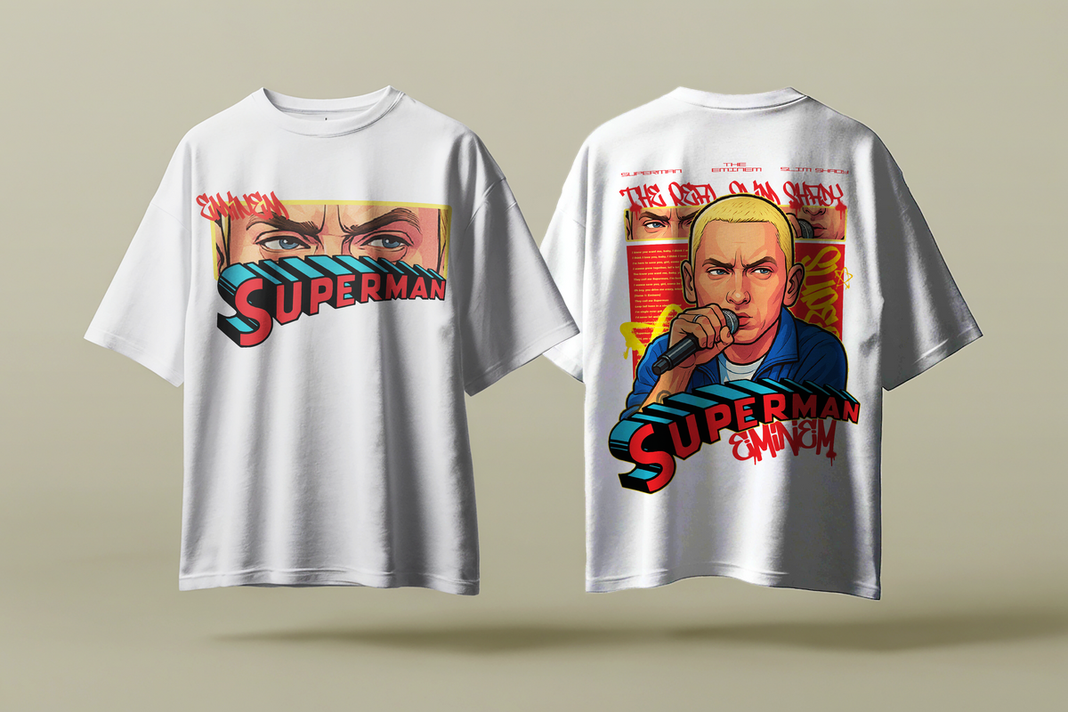 Rap‑Comic Fusion – “Superman – Slim Edition” Tee (White)