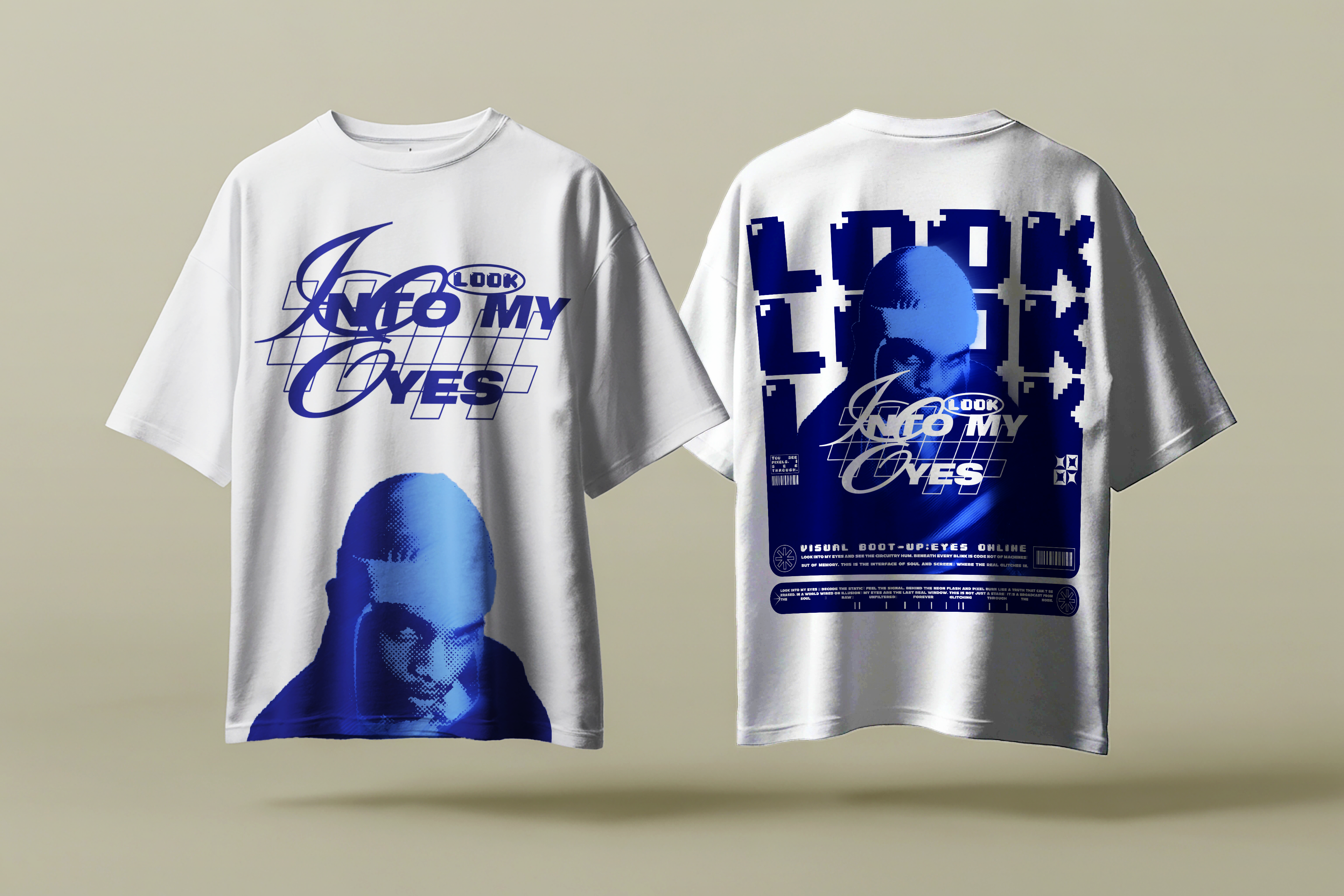 "Into My Eyes" Tee – Cyberpunk Electric Blue Graphic T-Shirt