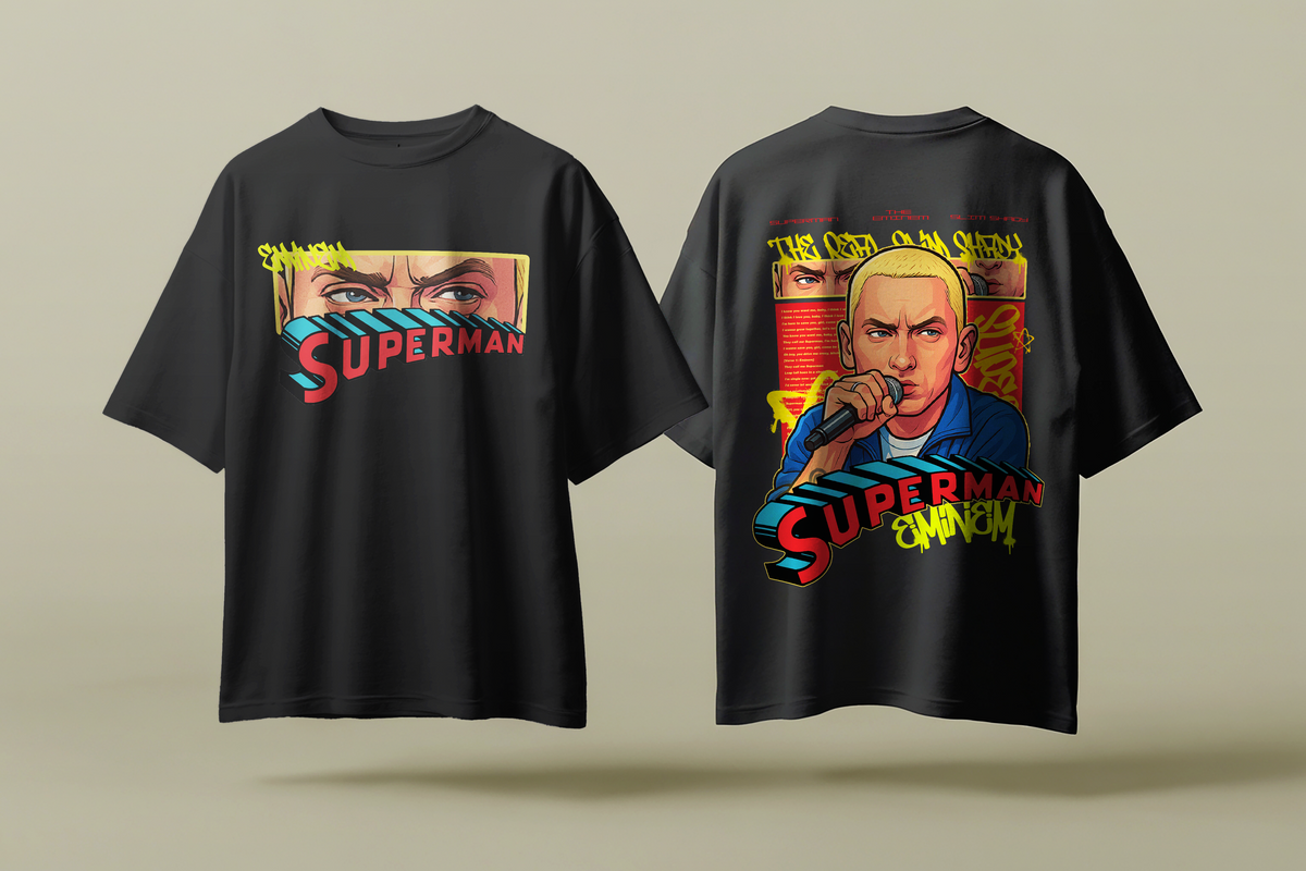 Rap‑Comic Fusion – “Superman – Slim Edition” Tee (Black)